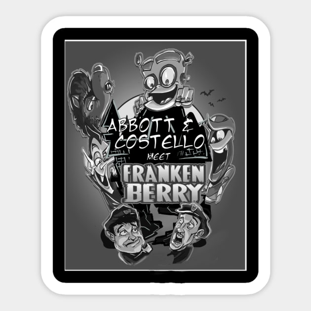 Abbott and Costello Meet Frankenberry Sticker by Biomek